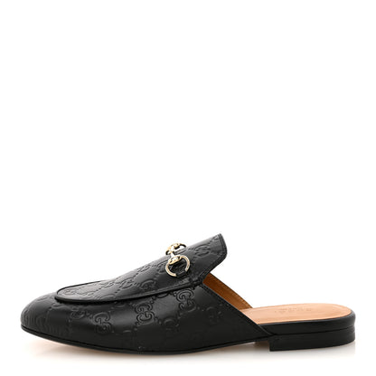 Gucci Glamour Calfskin Guccissima Womens Princetown Slippers 39 Black 1 of 11