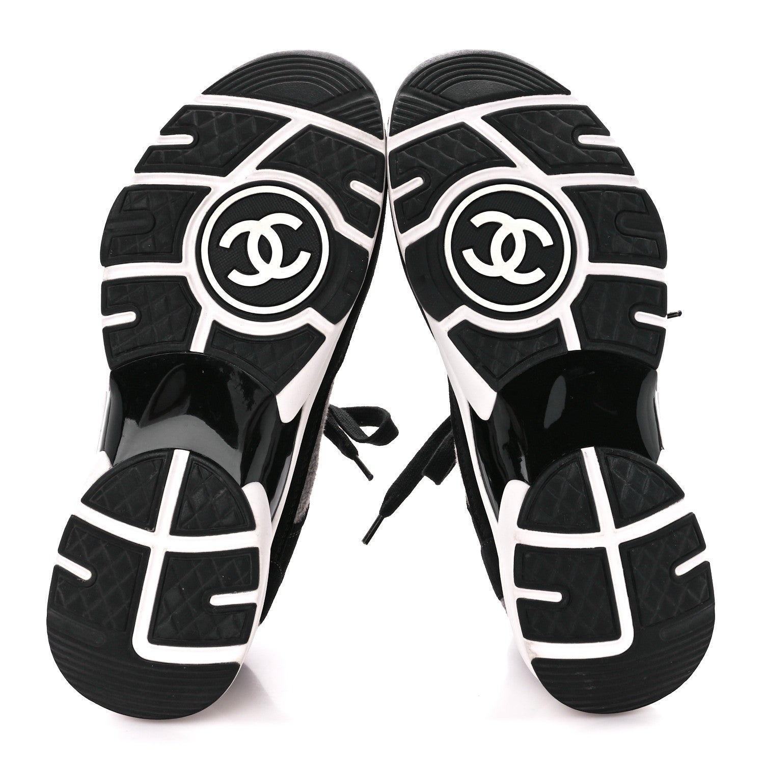 Chanel Fabric Suede Calfskin CC Sneakers 39 Grey Black 5 of 9
