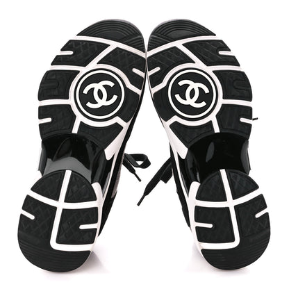 Chanel Fabric Suede Calfskin CC Sneakers 39 Grey Black 5 of 9