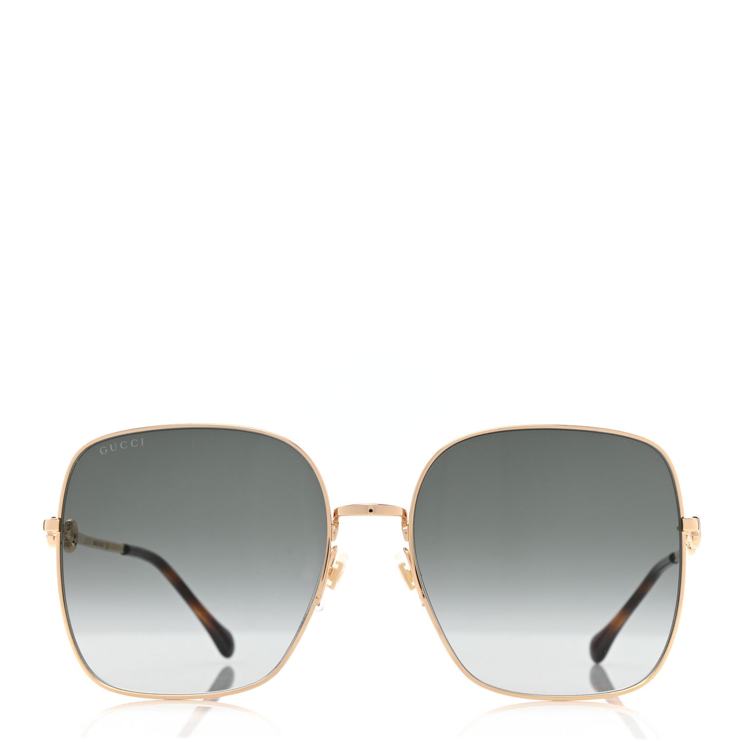 Metal Horsebit Square Frame Sunglasses GG0879S Gold