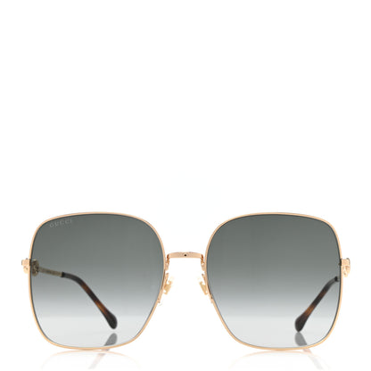 Gucci Metal Horsebit Square Frame Sunglasses GG0879S Gold 2 of 8