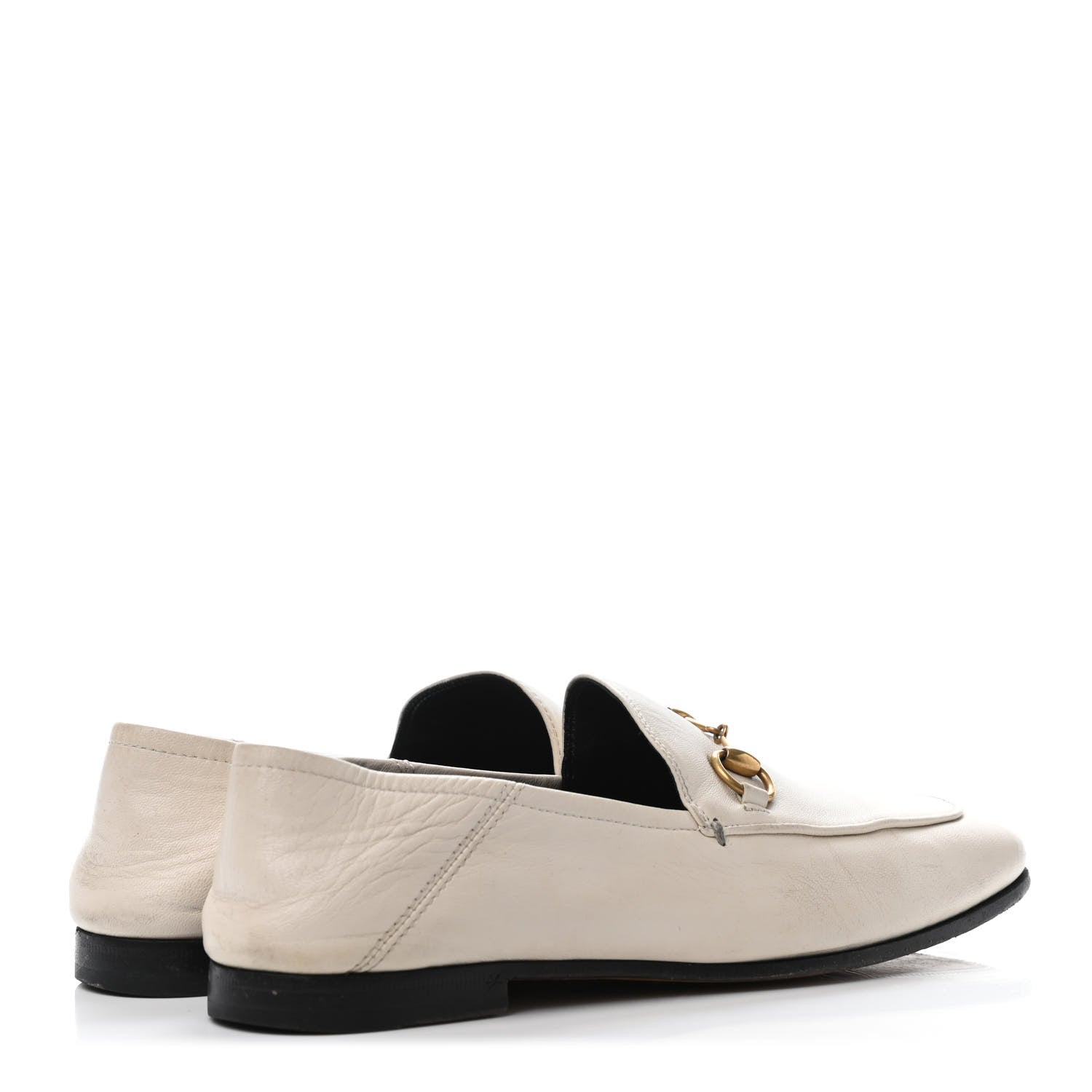 Gucci Lambskin Womens Brixton Horsebit Loafers 37 Mystic White 3 of 5