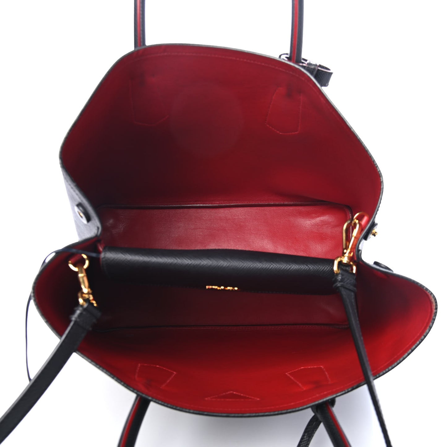 Saffiano Cuir Large Double Bag Black Fuoco