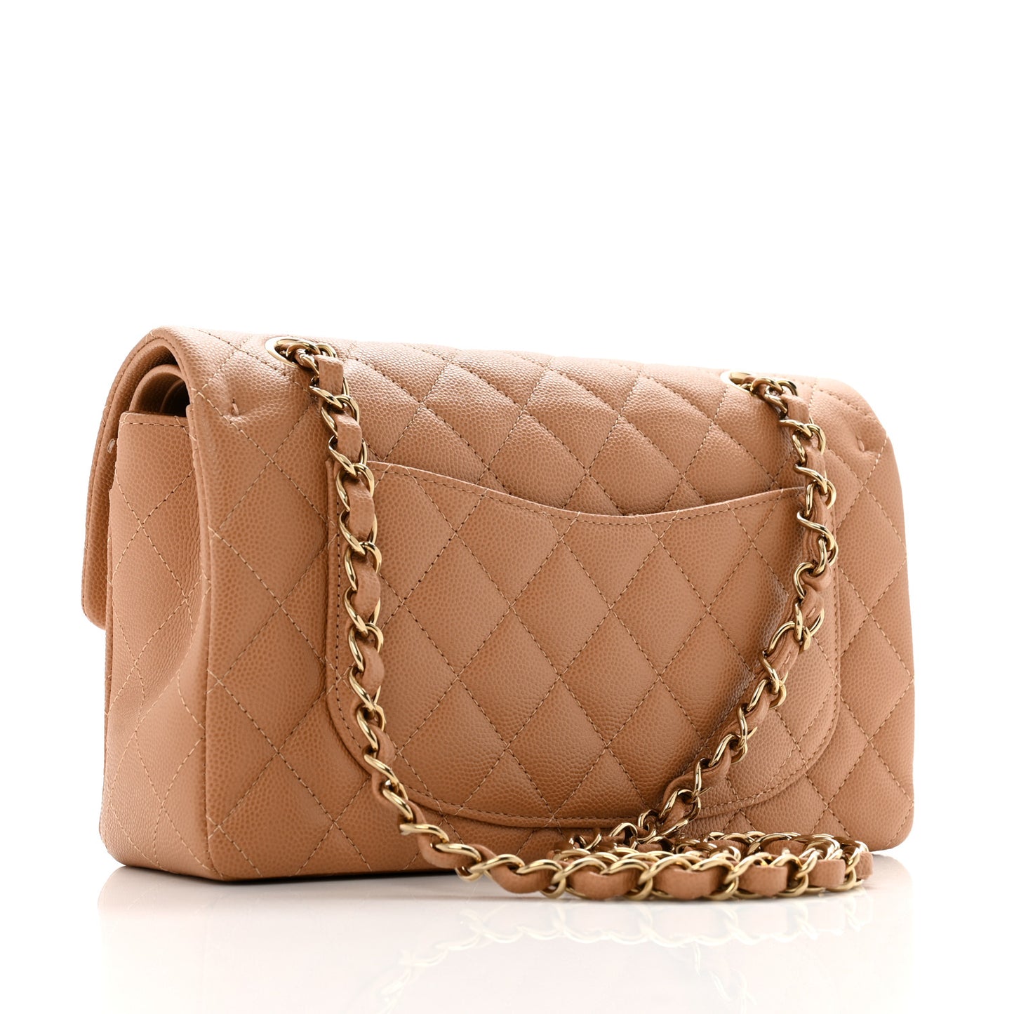 Caviar Quilted Small Double Flap Dark Beige
