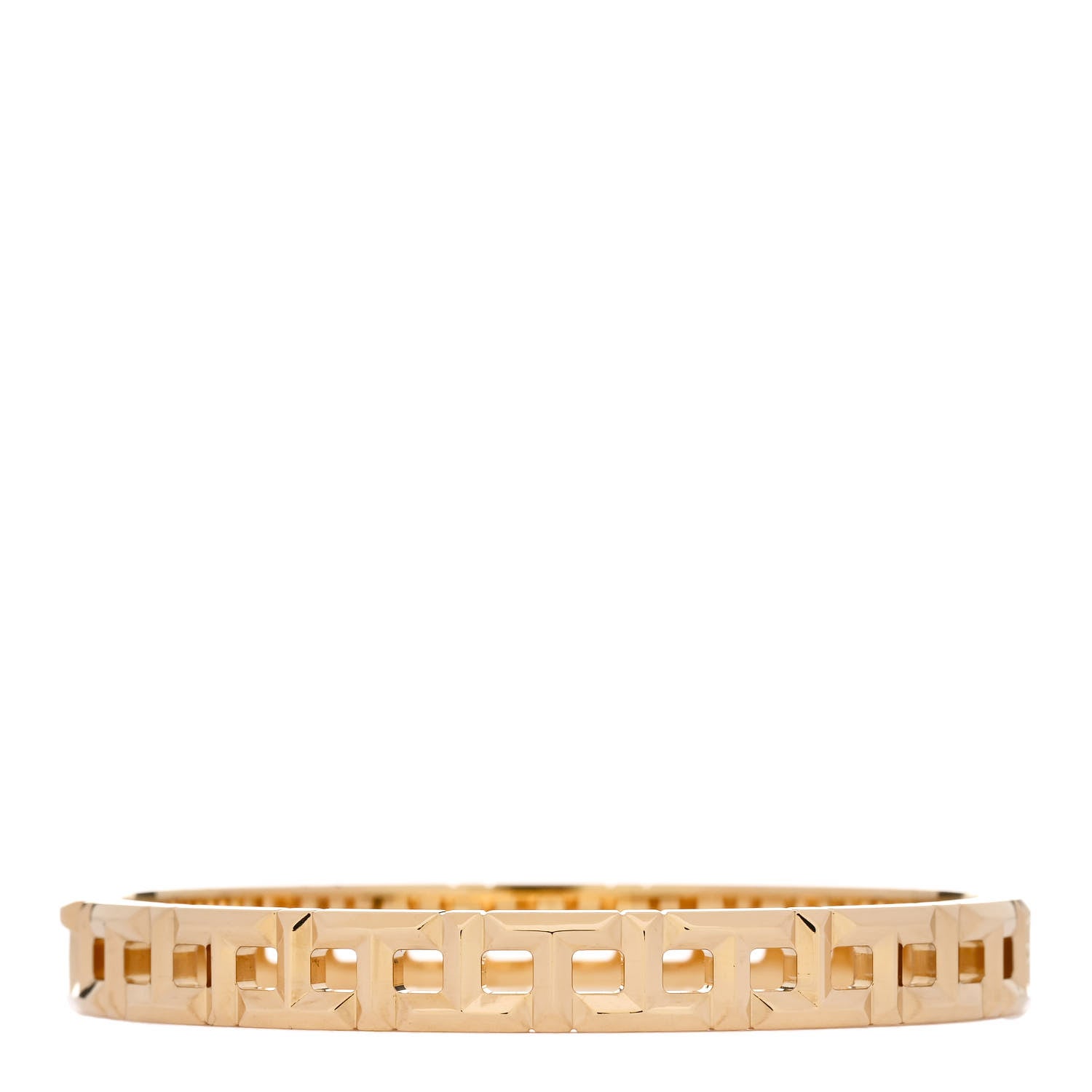 Tiffany 18K Yellow Gold Narrow T True Hinged Bangle Bracelet 2 of 5