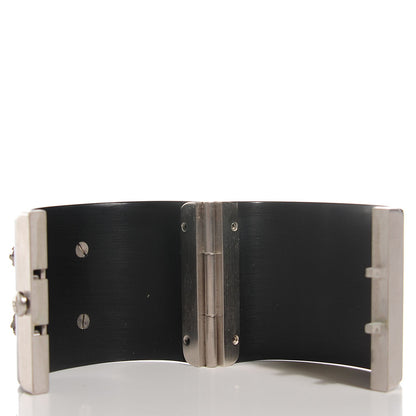Chanel Resin Crystal Baguette CC Wide Cuff Black 5 of 6