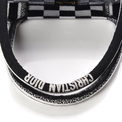 Christian Dior Canvas Embroidered Checkered Book Tote Black White 10 of 13