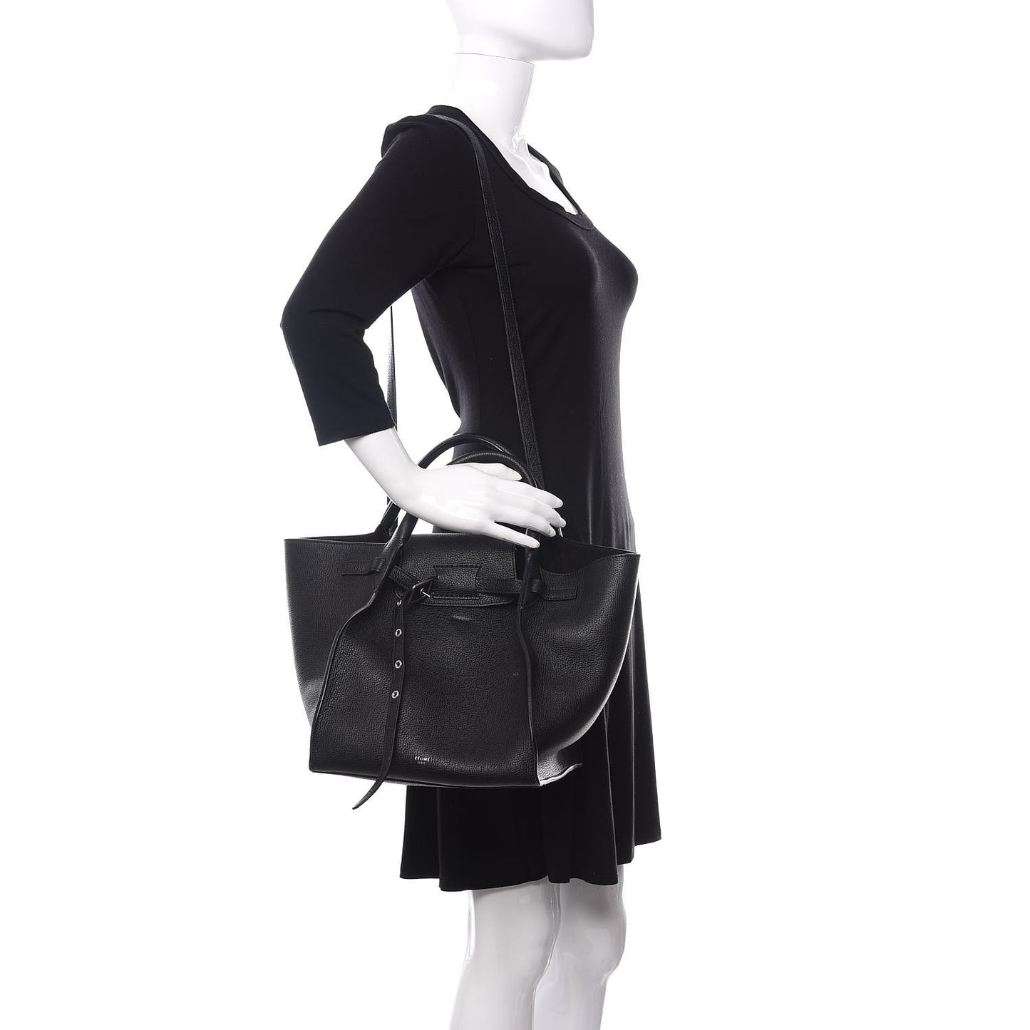 Supple Grained Calfskin Small Big Bag Black