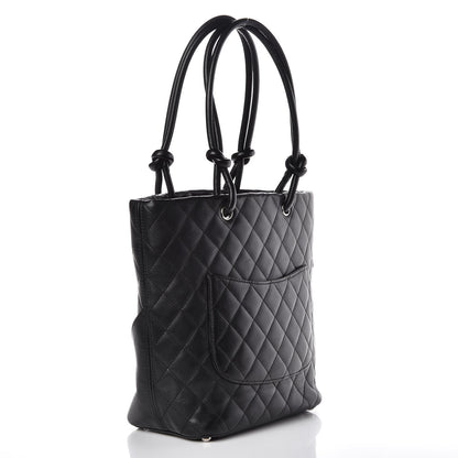 Chanel Calfskin Quilted Medium Cambon Tote Black White 3 of 9