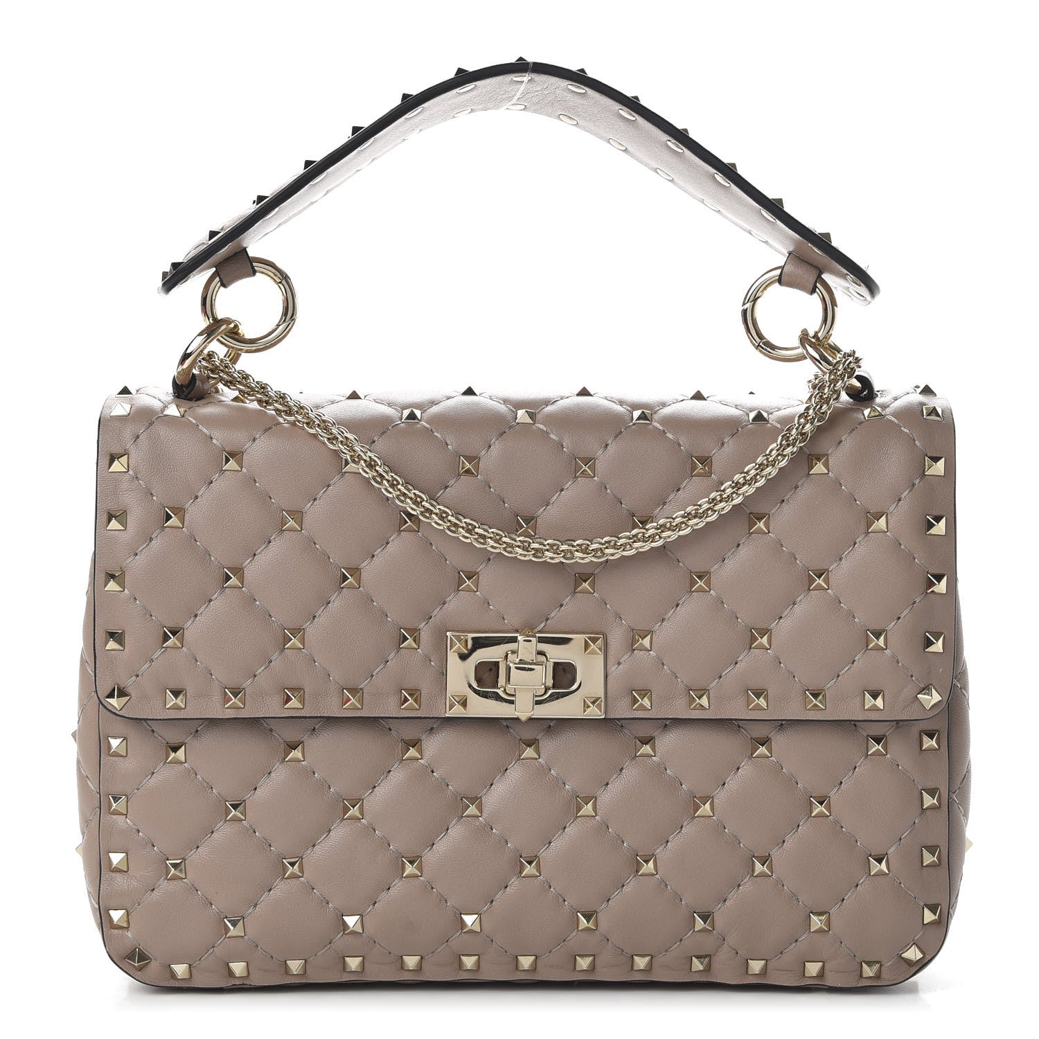 Valentino Garavani Lambskin Medium Rockstud Spike Shoulder Bag Poudre 1 of 10