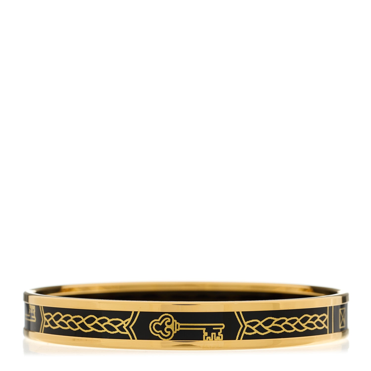 Hermes Enamel Printed Narrow Sellier Bracelet 70 Black 2 of 5