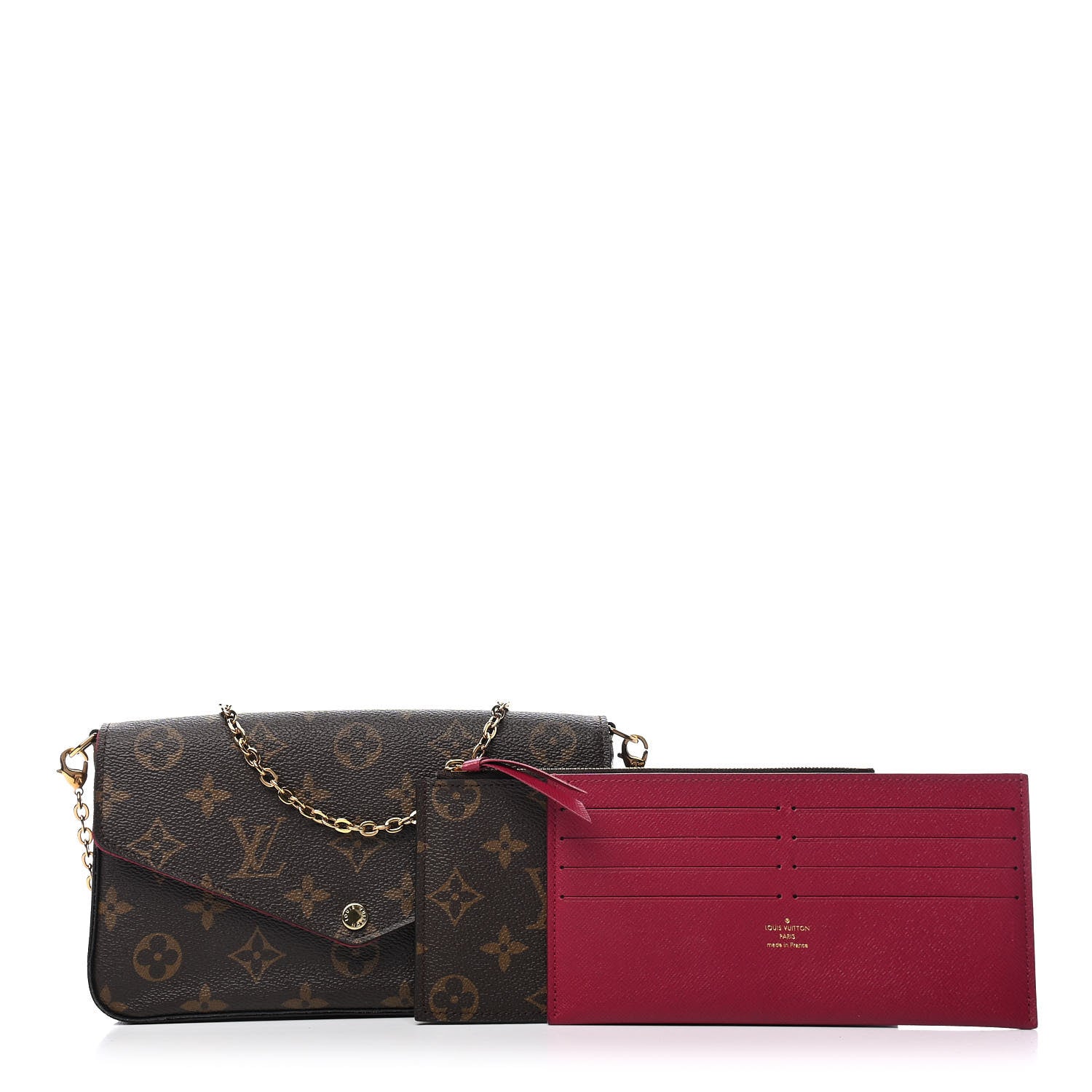 Louis Vuitton Monogram Pochette Felicie Chain Wallet Fuchsia 1 of 10
