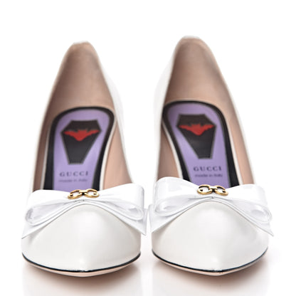 Gucci Calfskin GG Bow Sadie Spike Mid Heel Pumps 36.5 White 2 of 8