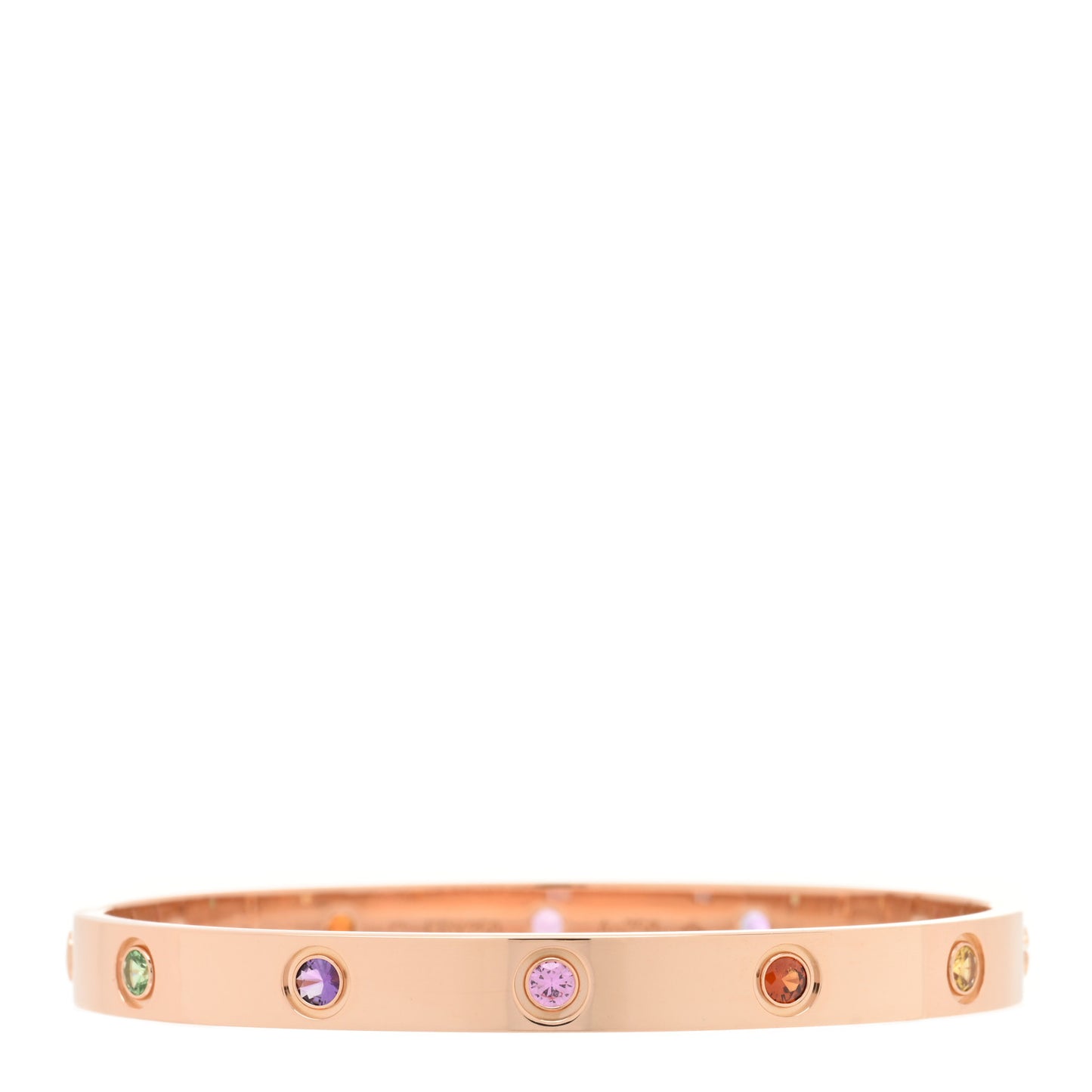 18K Pink Gold Sapphire Garnet Amethyst LOVE Bracelet 17