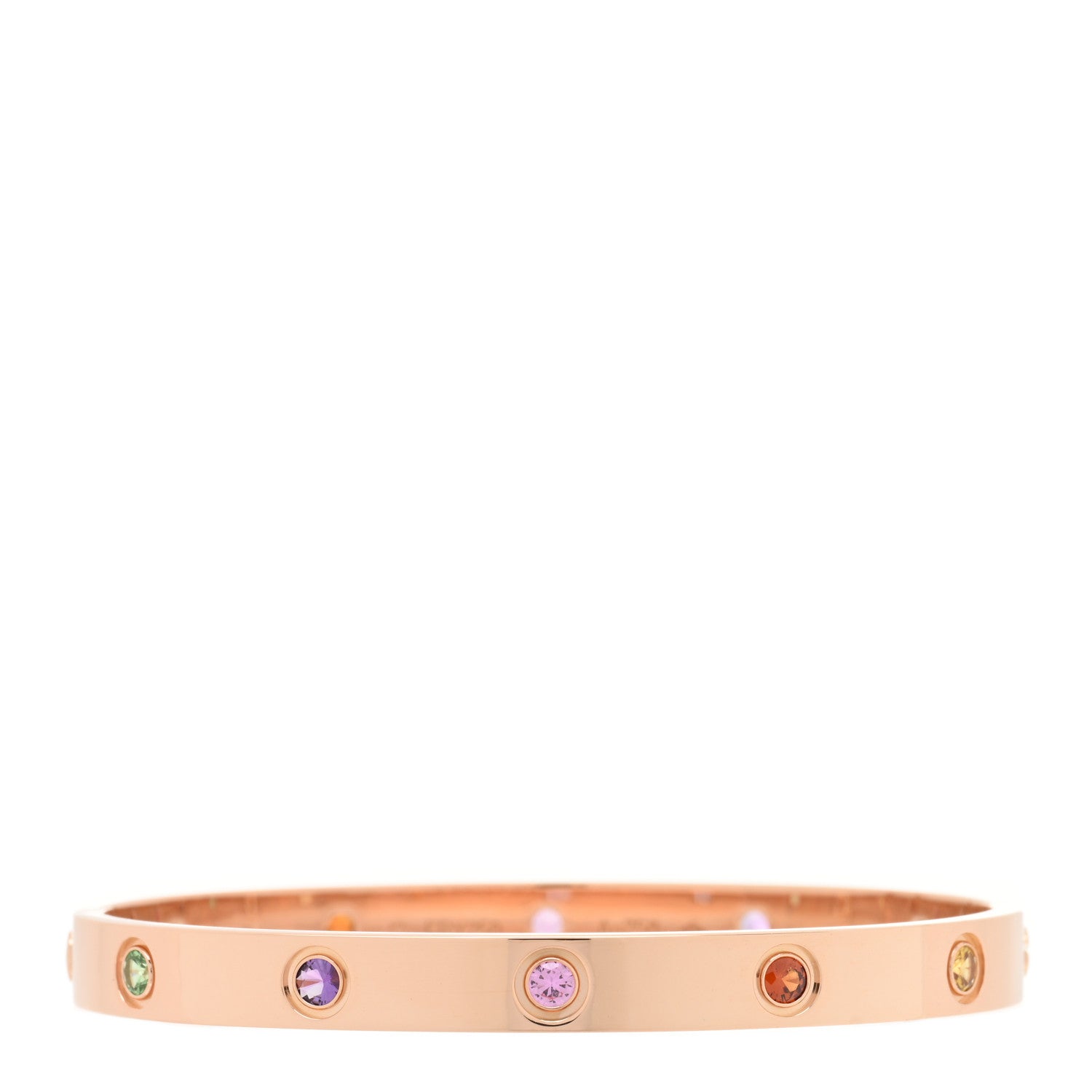 Cartier 18K Pink Gold Sapphire Garnet Amethyst LOVE Bracelet 17 1 of 4