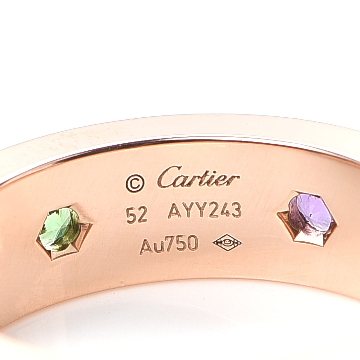 18K Pink Gold Sapphire Garnet Amethyst 5.5mm LOVE Ring 52 6