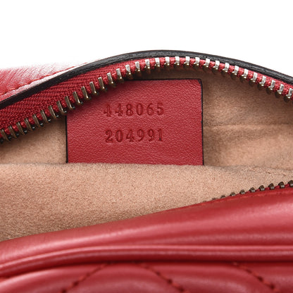 Gucci Calfskin Matelasse Mini GG Marmont Chain Shoulder Bag Hibiscus Red 7 of 7