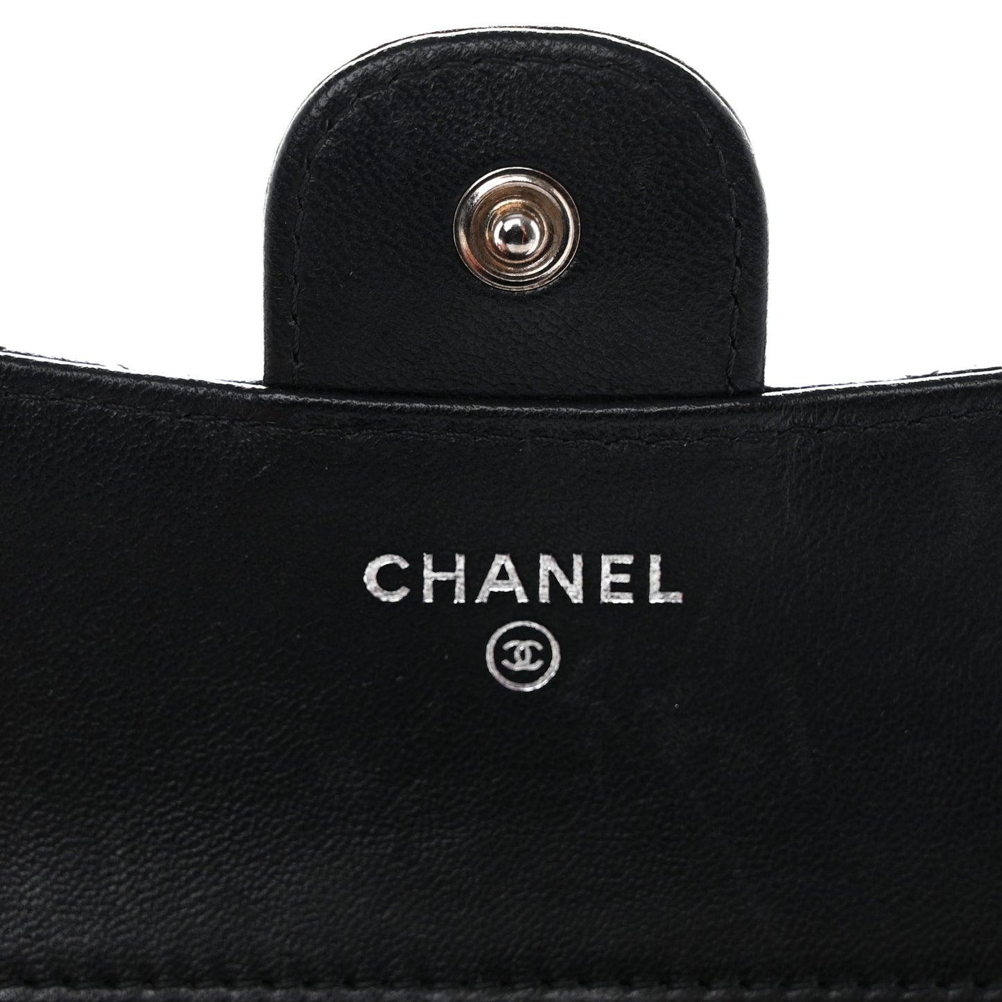 Lambskin Quilted Compact Flap Wallet Black