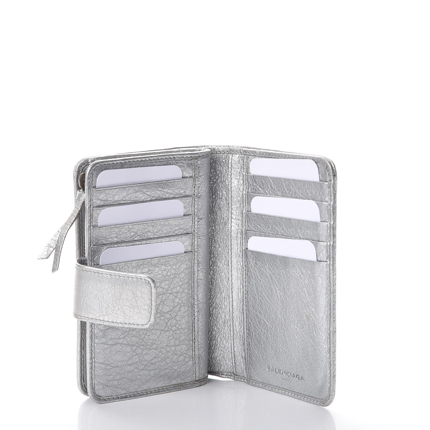 Agneau Classic Hardware Fold Wallet Gris Aluminum
