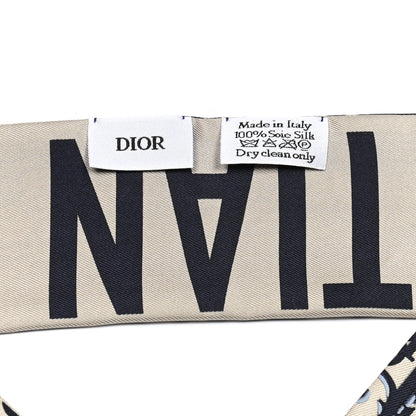 Christian Dior Silk Oblique Mitzah Scarf Blue 4 of 4