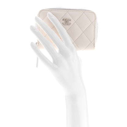 Chanel Caviar Quilted Zip Coin Purse White 2 of 9