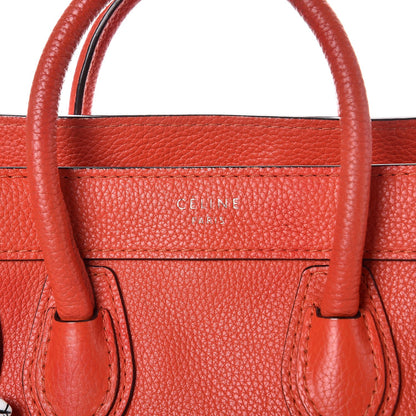 Celine Drummed Calfskin Nano Luggage Vermillion 11 of 16