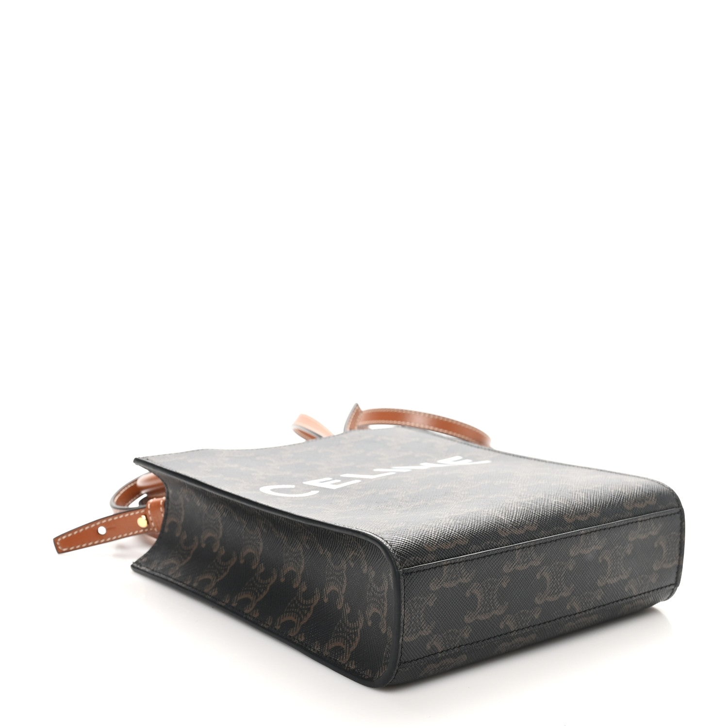 Celine Triomphe Canvas Calfskin Mini Vertical Cabas Tan 4 of 8