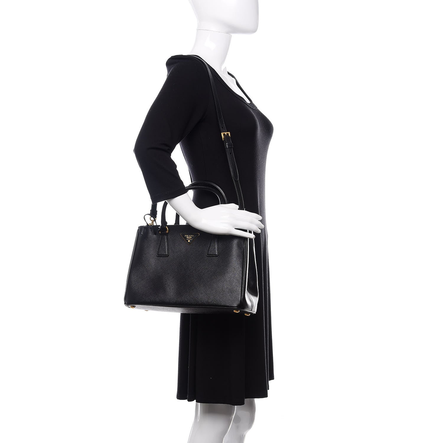 Prada Saffiano Small Galleria Double Zip Tote Black 2 of 11