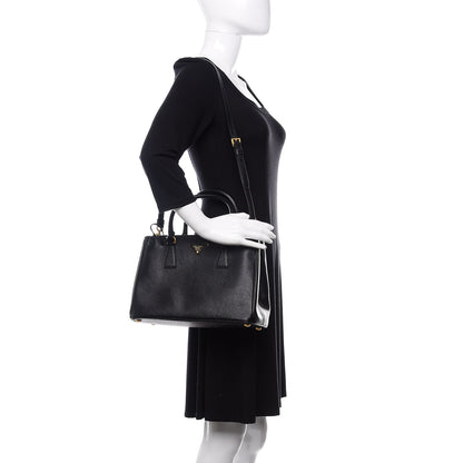 Prada Saffiano Small Galleria Double Zip Tote Black 2 of 11
