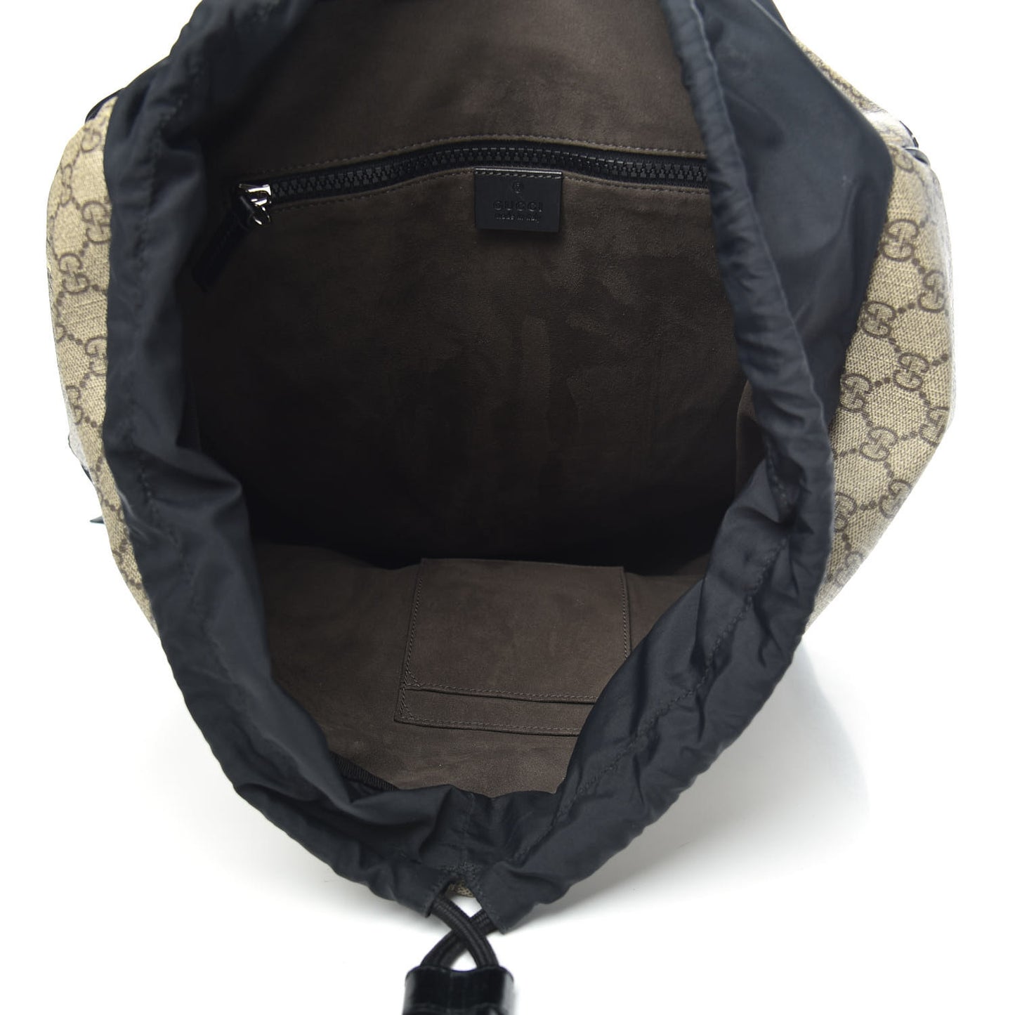 GG Supreme Monogram Single Buckle Backpack Beige Black