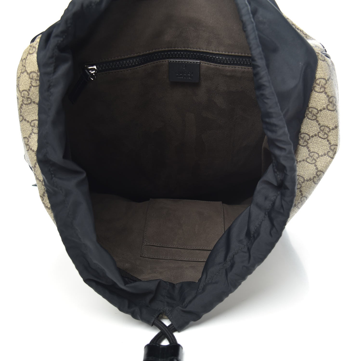Gucci GG Supreme Monogram Single Buckle Backpack Beige Black 4 of 14