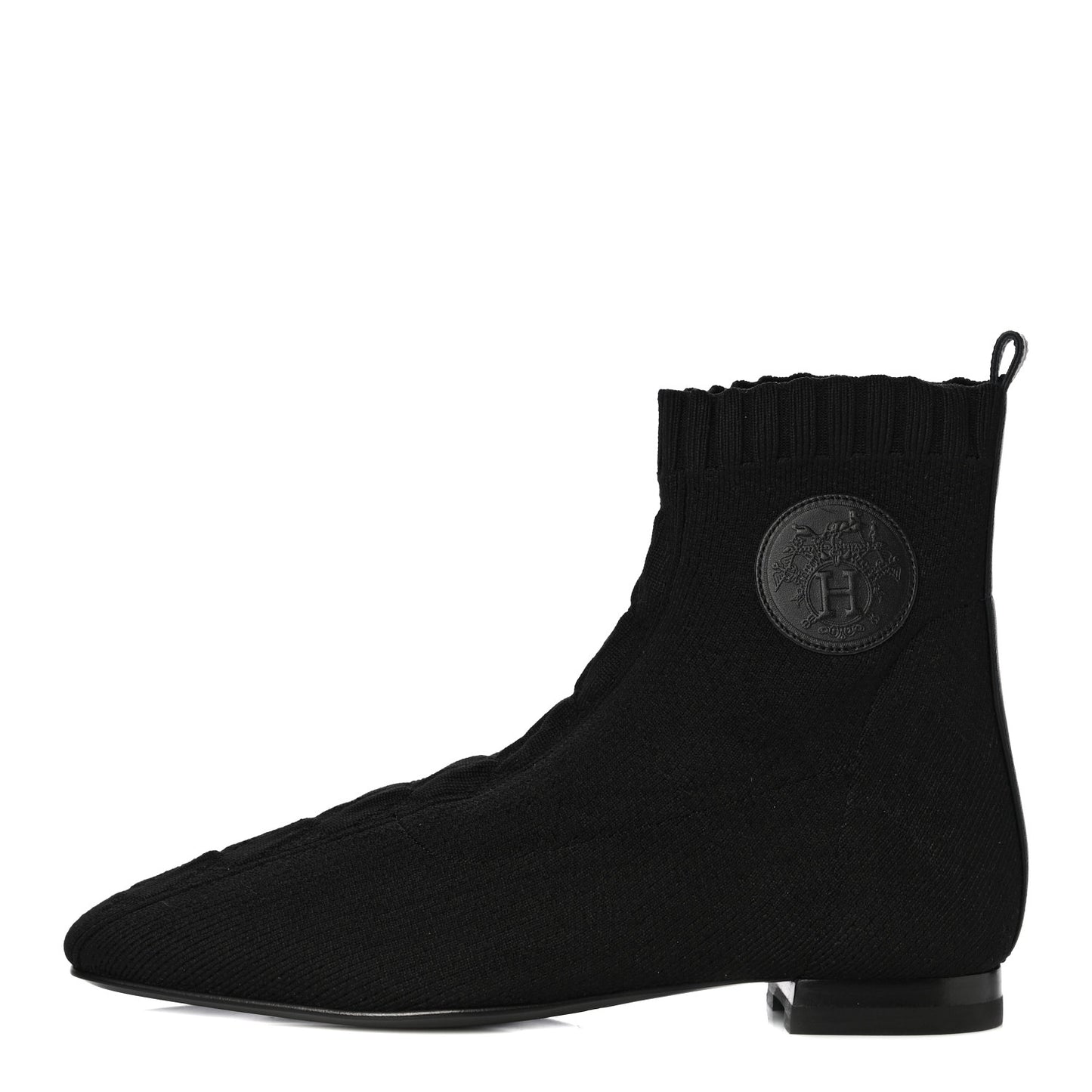 Knit Calfskin Duo Ankle Boots 35.5 Black
