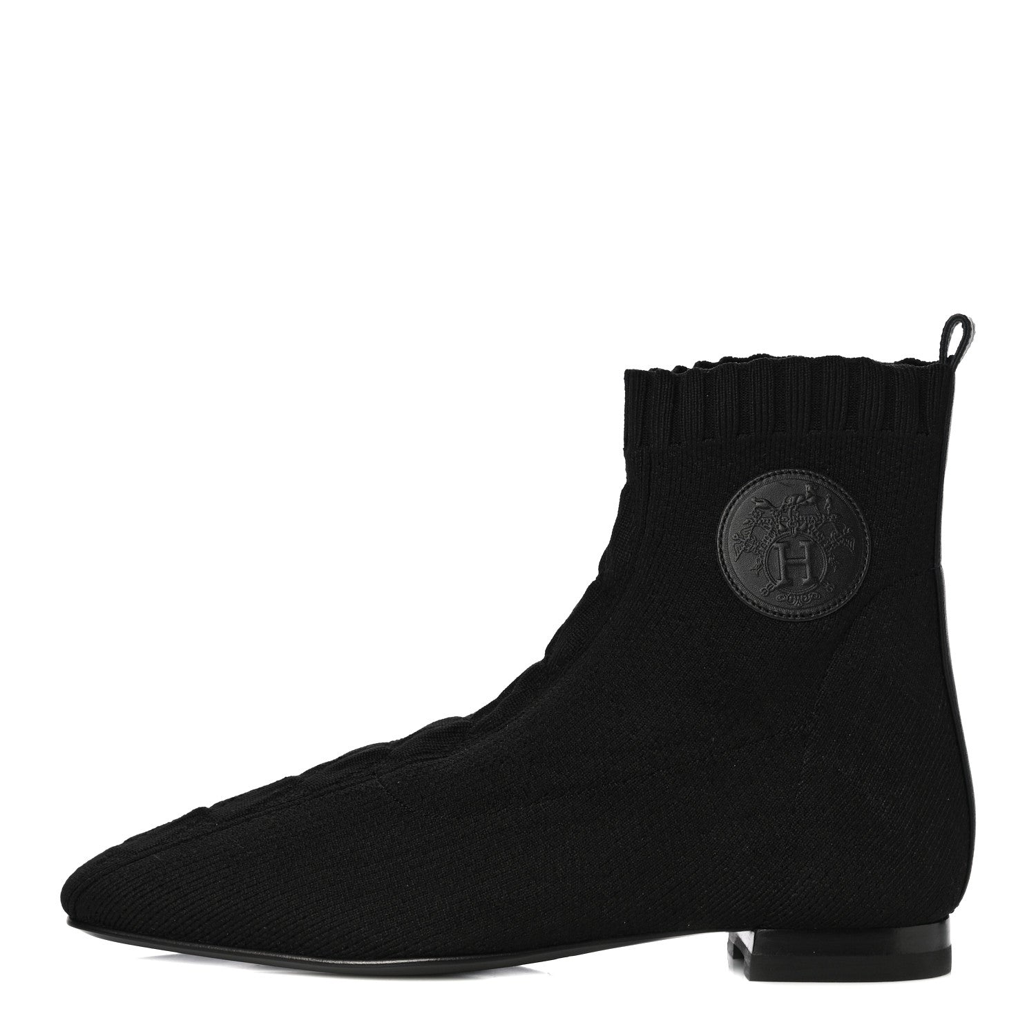 Hermes Knit Calfskin Duo Ankle Boots 35.5 Black 1 of 11