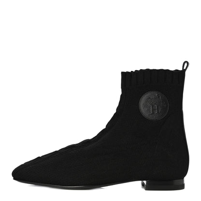 Hermes Knit Calfskin Duo Ankle Boots 35.5 Black 1 of 11