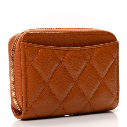 Chanel Caviar Quilted Zip Around Coin Purse Light Brown 3 of 8