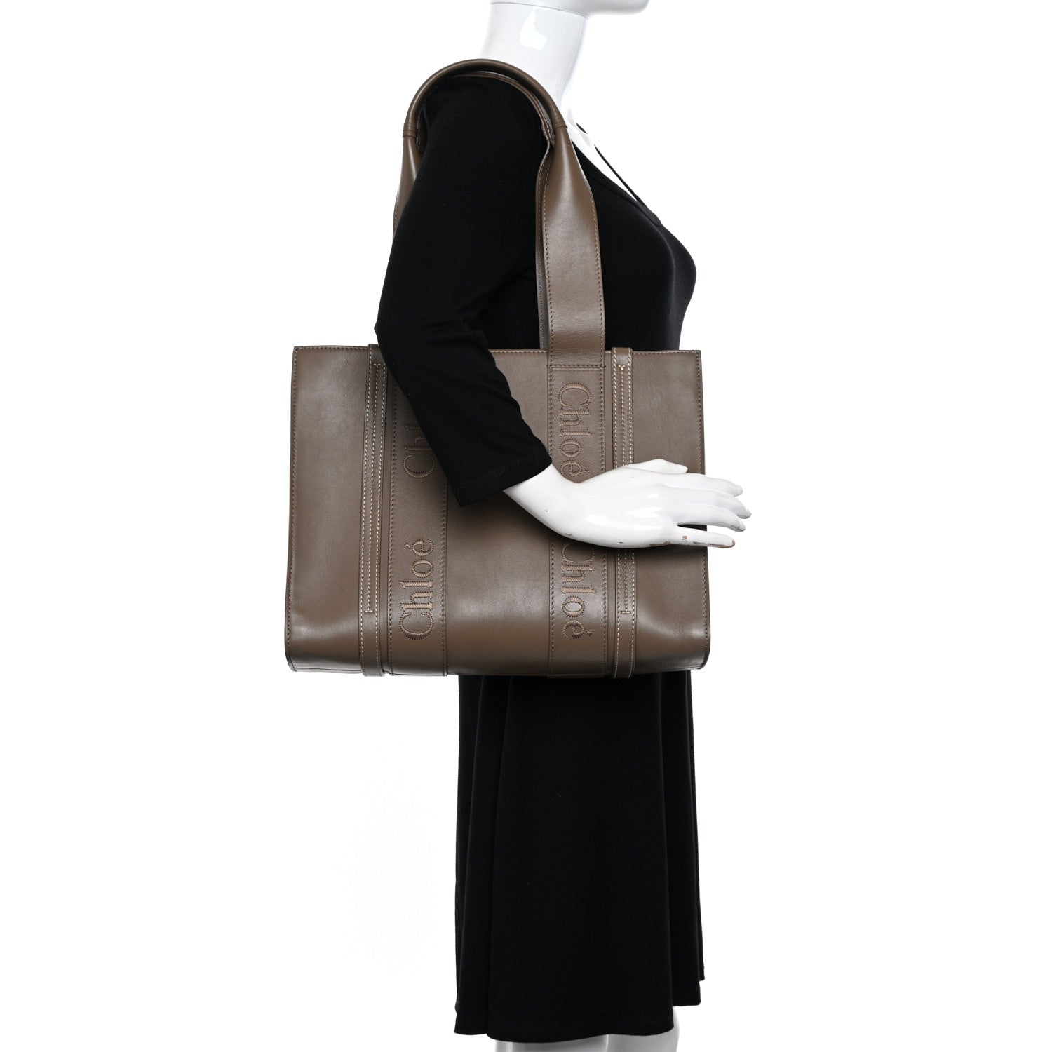 Chloe Calfskin Medium Woody Tote Army Green 2 of 13