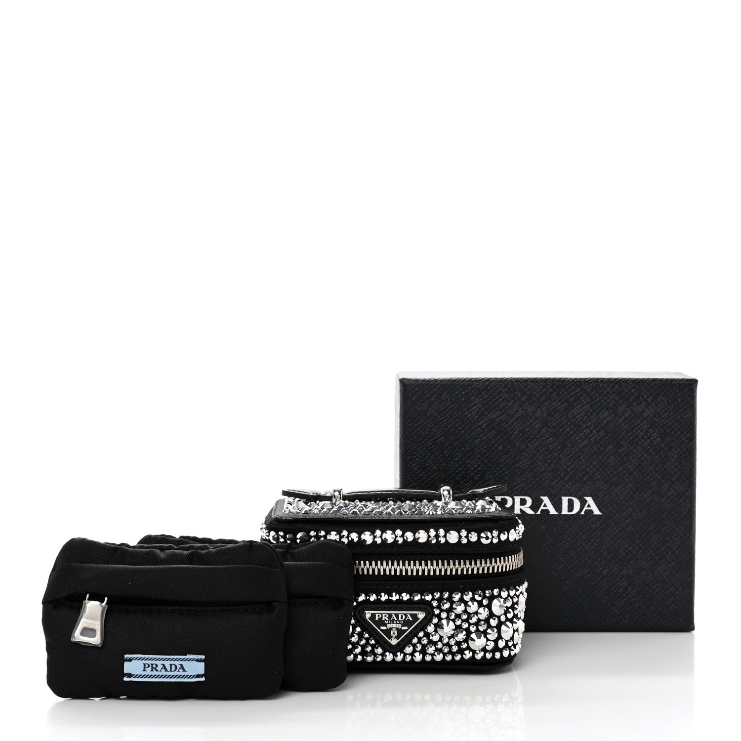 Prada Satin Crystal Degrade Jewelry Beauty Case Metal 9 of 9