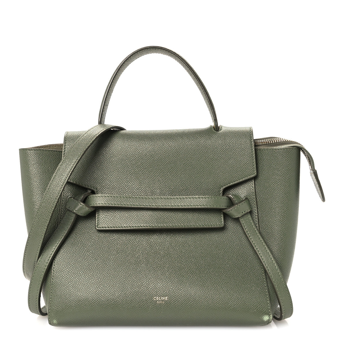 Celine Grained Calfskin Micro Belt Bag Army Green 1 of 12
