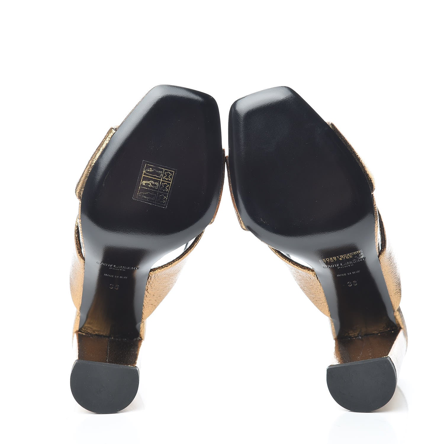 Saint Laurent Metallic Supercrack Calfskin LouLou 95 Mule Sandals 36 Chestnut 5 of 9