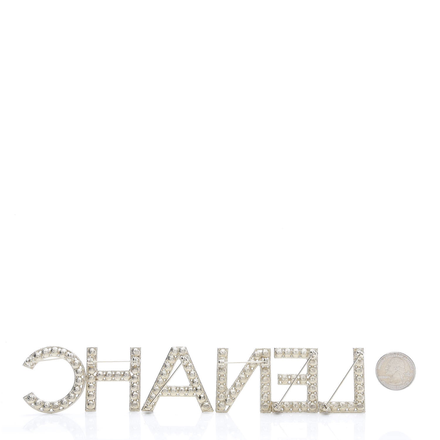 Chanel Crystal Cha-Nel Logo Brooch Set Gold 3 of 10