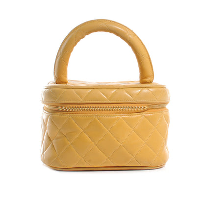 Chanel Lambskin Quilted Vanity Cosmetic Bag Mango 1 of 8