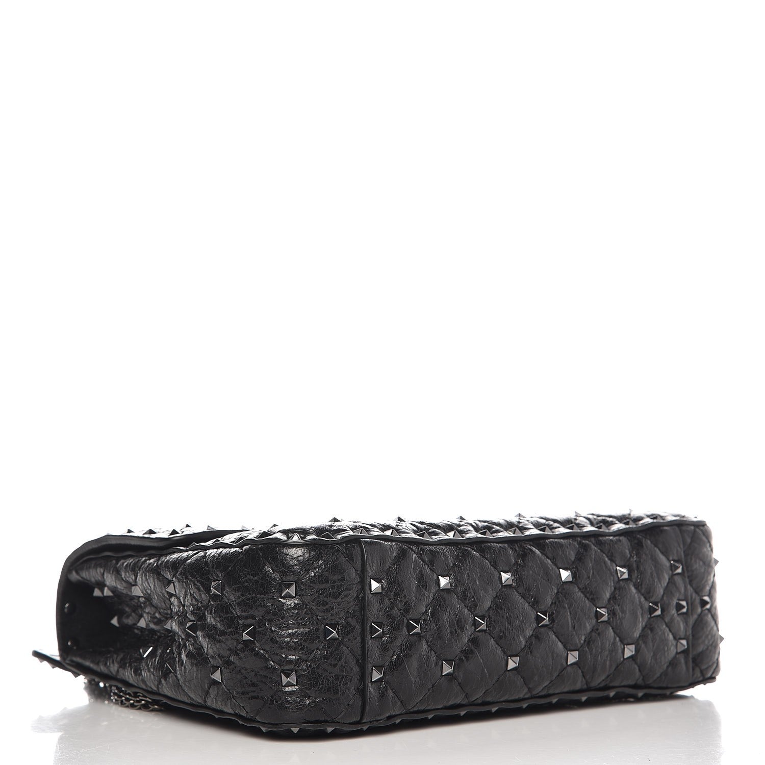 Valentino Garavani Craquele Nappa Medium Rockstud Spike Shoulder Bag Black 5 of 7