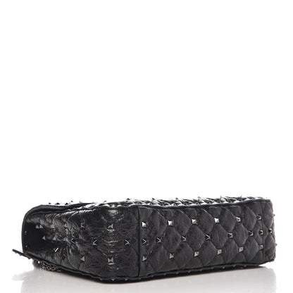 Valentino Garavani Craquele Nappa Medium Rockstud Spike Shoulder Bag Black 5 of 7