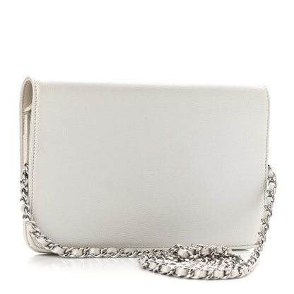 Chanel Caviar Sevruga Wallet on Chain WOC Silver 3 of 14