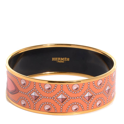 Hermes Enamel Printed Colliers de Chiens Wide Bracelet 65 Sables 1 of 4
