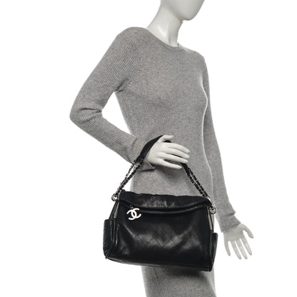 Chanel Lambskin Stitched Medium Ultimate Soft Tote Black 2 of 7