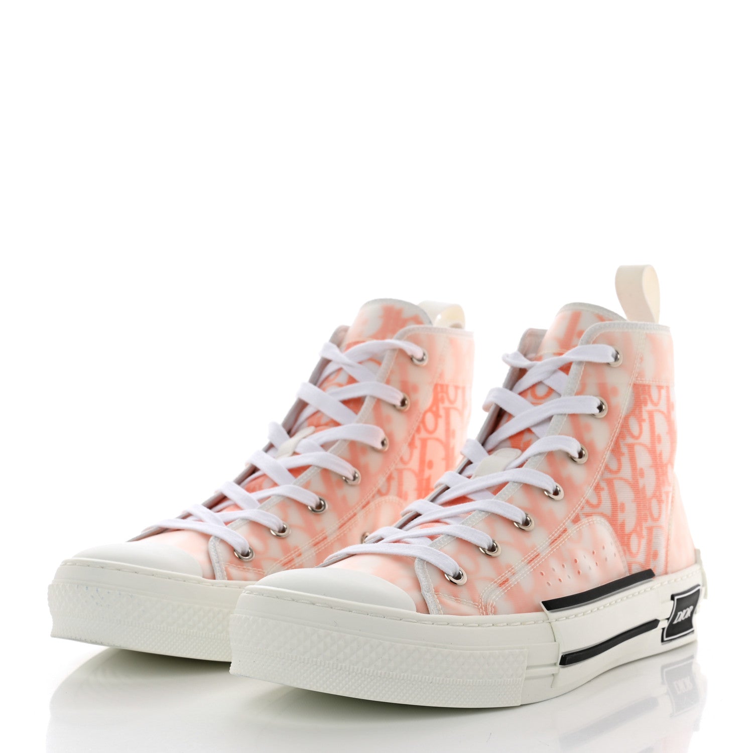 Christian Dior Technical Canvas Oblique Mens B23 High Top Sneakers 41 Orange White 3 of 8