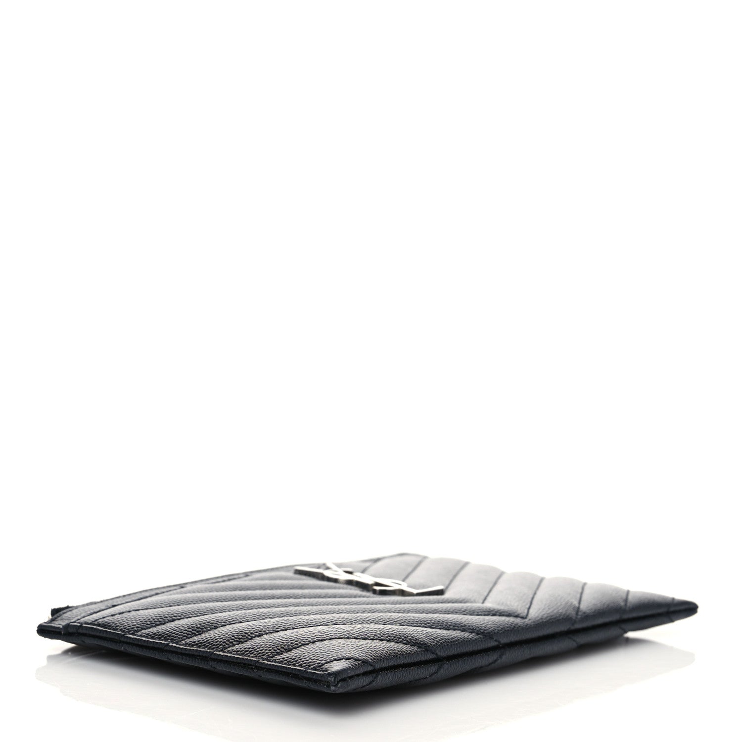 Saint Laurent Grain De Poudre Chevron Monogram Bill Pouch Black 4 of 7