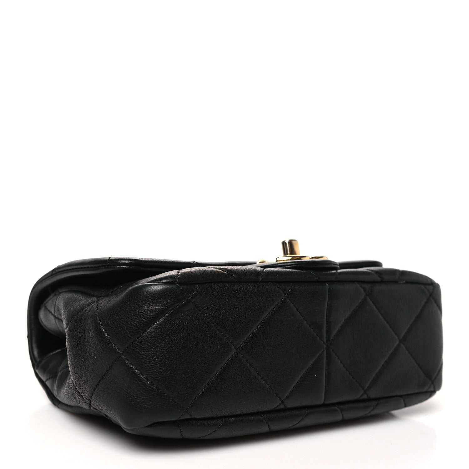 Chanel Lambskin Metal Quilted Mini Top Handle Square Flap Black 4 of 10