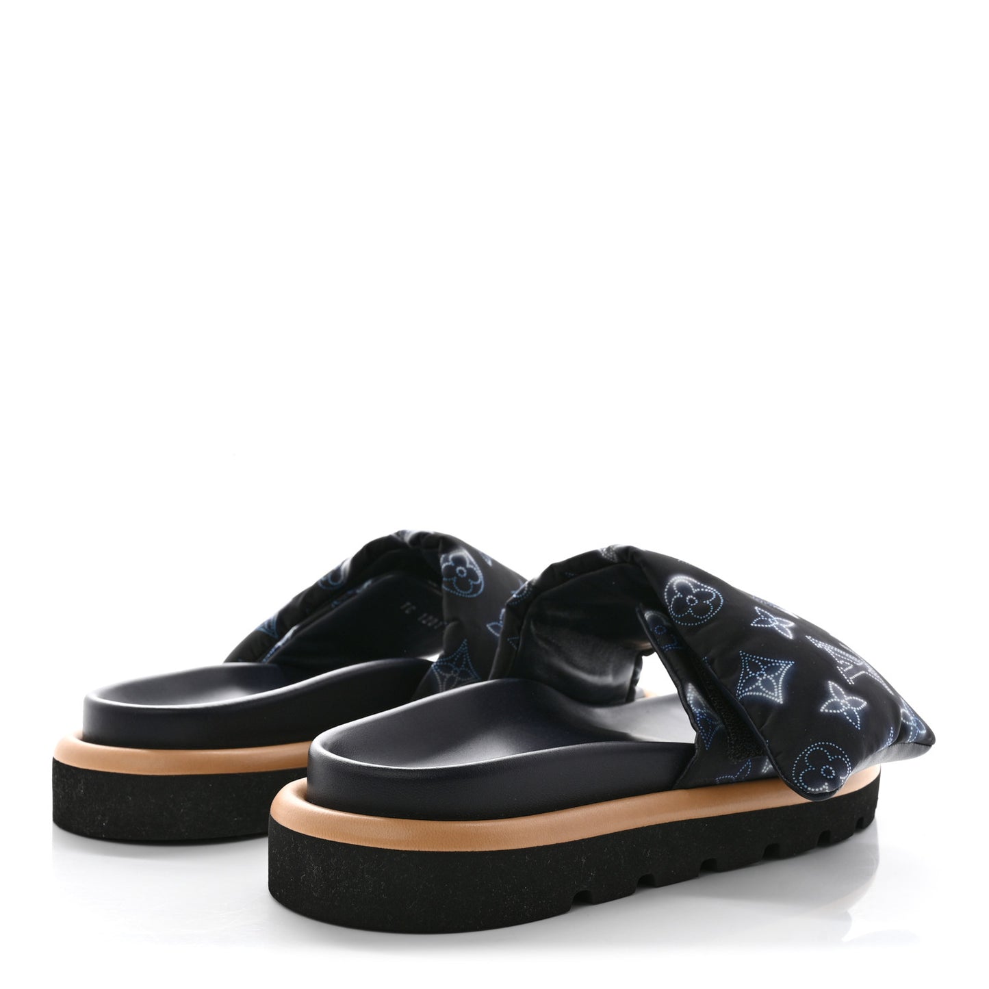 Nylon Monogram Womens Pool Pillow Comfort Mules 38 Navy Blue